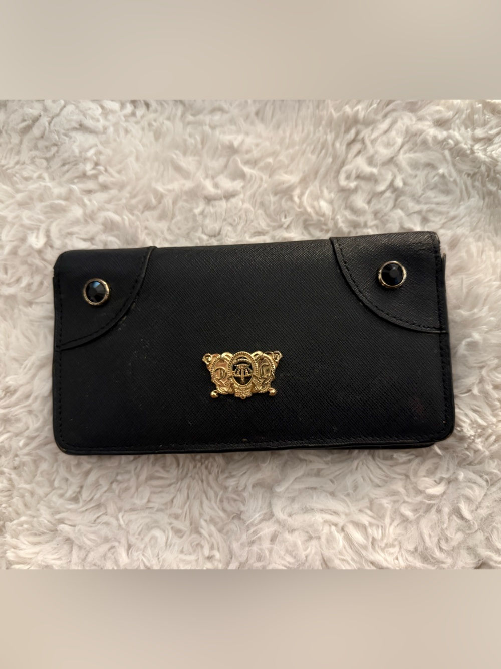 Juicy Couture Black Women's Wallet with Gold Crest Accent